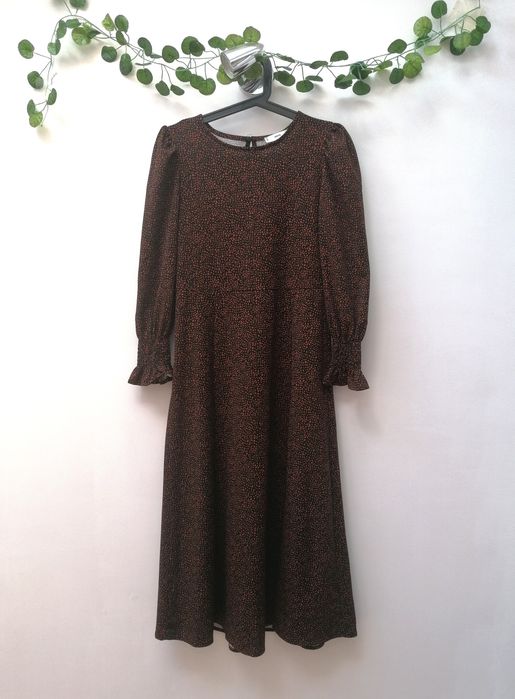 Vestido Midi Castanho e Preto