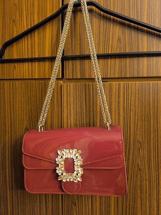 Torebka wieczorowa wizytowa bordo lakierowana