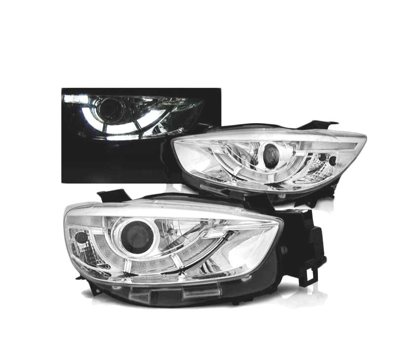 FARÓIS LED XENON MAZDA CX5 11-15 CHROME CROMADO