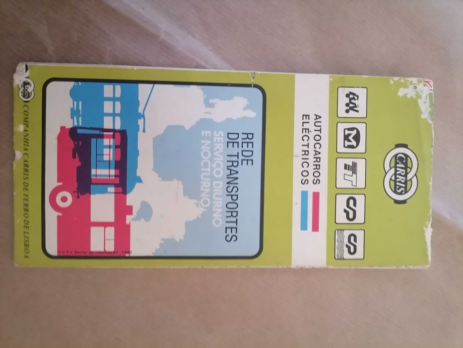 CARRIS Mapa Rede de Transportes Autocarros e Eléctricos 1990