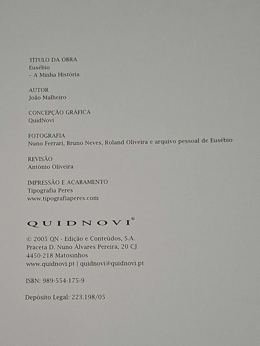 Livro EUSÉBIO A Minha Historia, de João Malheiro, 2005 - SLB Benfica