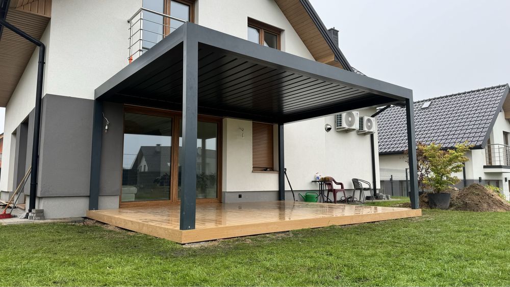 Pergola Lamelowa z otwieranym dachem, oświetleniem i montażem, 6x4m