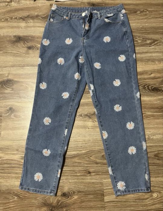 Джинси жіночі з принтом ромашки, розмір l