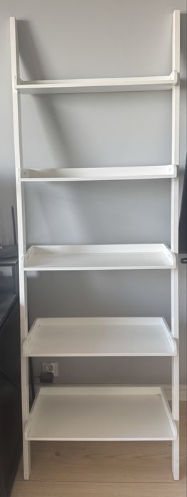 Biały regał drabinkowy z 5 półkami – 192 × 66 × 36 cm