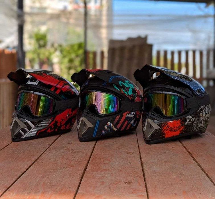 Мотошолом кросовий, шлем, шолом  +  ОКУЛЯРИ