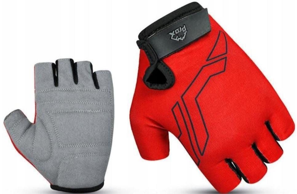 Rękawiczki rowerowe bez palców, nowe, marki PROX, czerwone