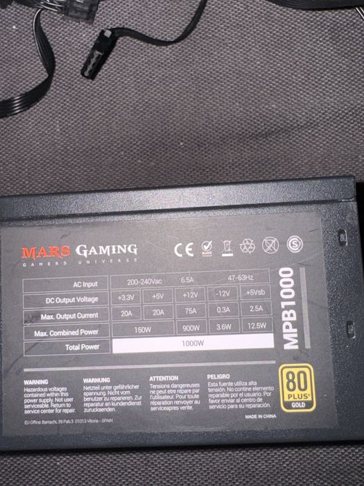 Mars Gaming MPB1000 1000w 80 plus gold