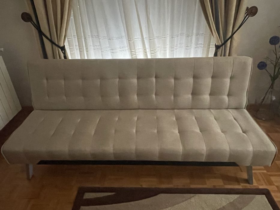 Sofá Cama 3 lugares Bege Click Clack Casa