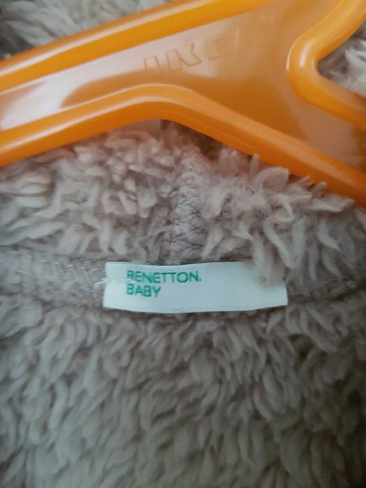 Markowy polar Benetton Baby ciepła bluza z kapturem r. 68