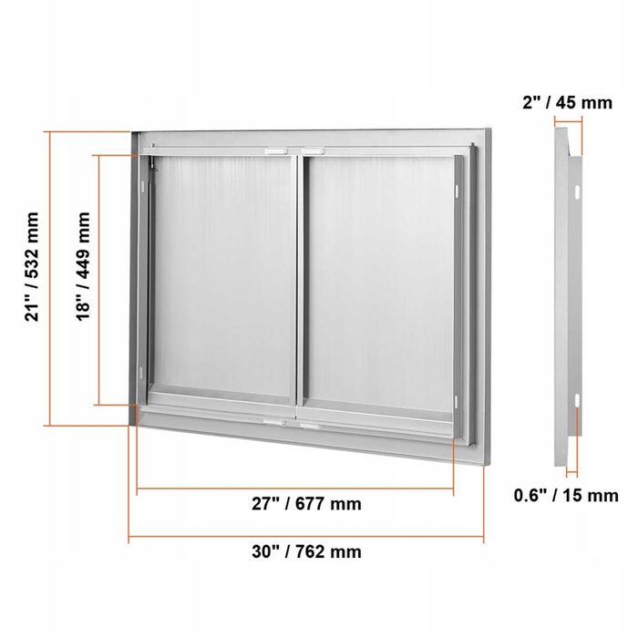 Drzwi dostępowe do grilla 762x532x45 mm