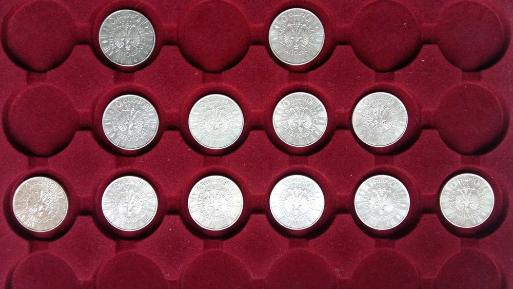 Zestaw monet 10 zł 1934 Piłsudski wszystkieroczniki 35, 36, 37, 38, 39