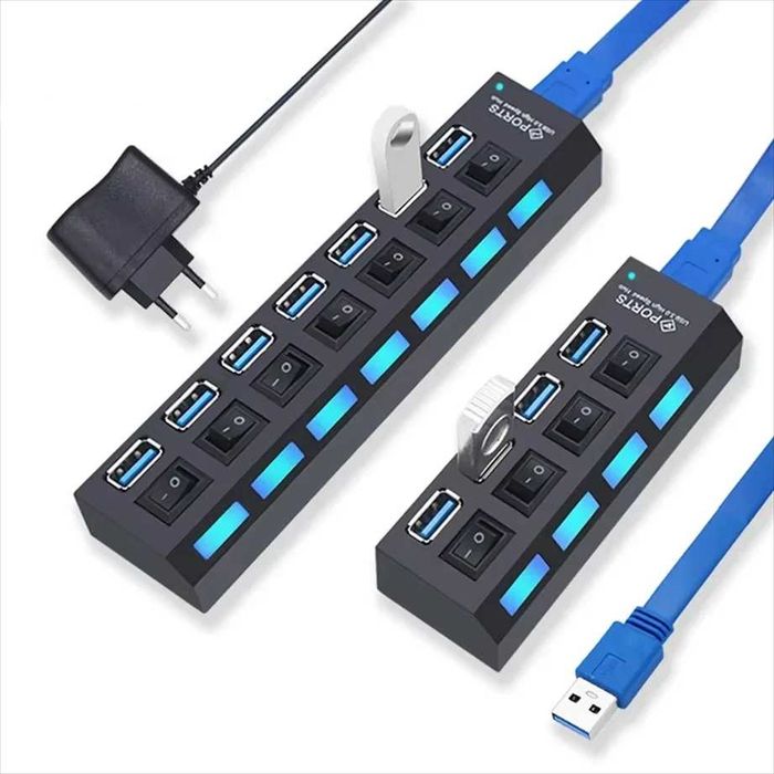 Hub USB 7 Portas (Híbrido 3.0/2.0) com Alimentação Externa