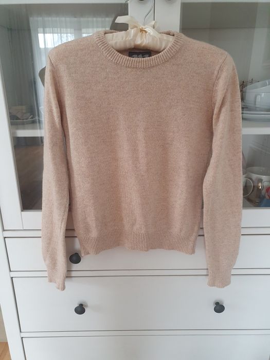 Beżowy sweter wólczanka z wełną rozm XS
