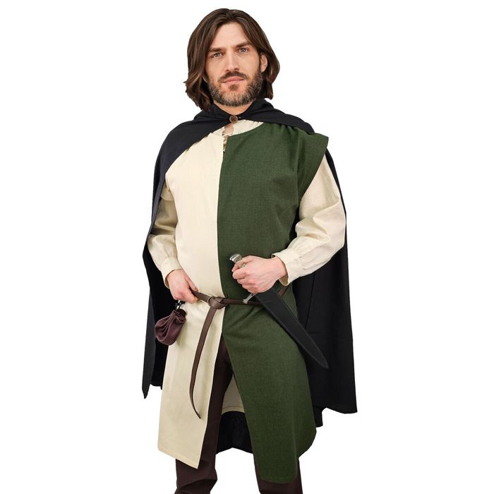 Średniowieczny Tabard Zielony / Naturalny „Enzio”