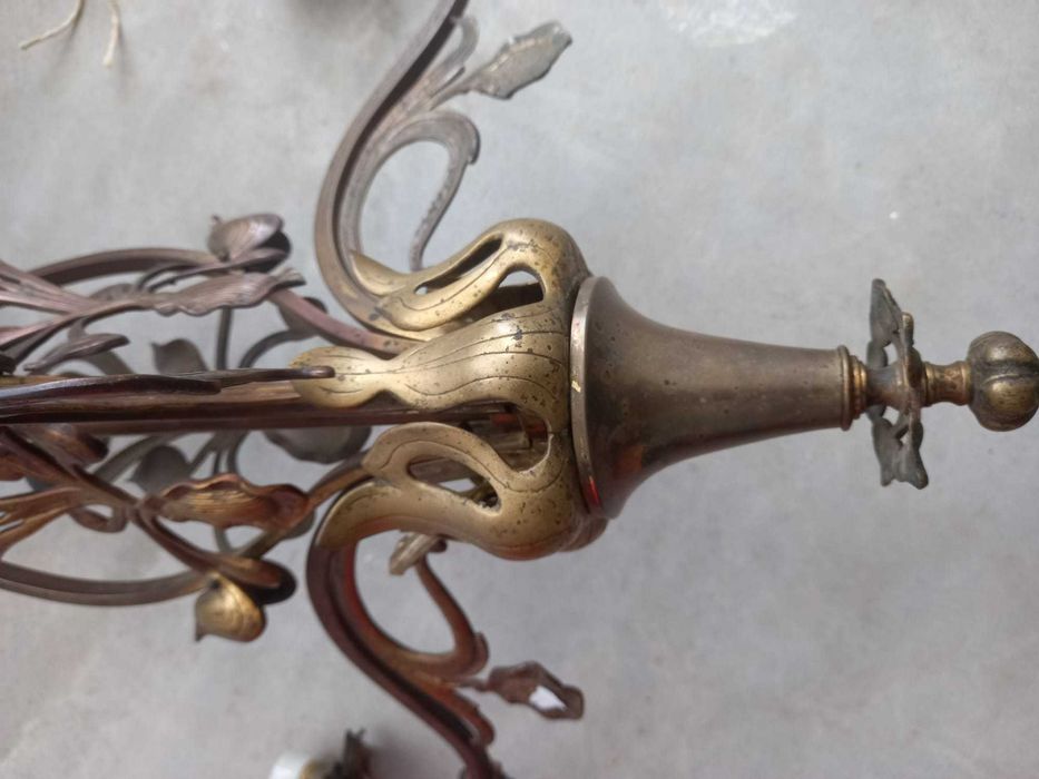 Candeeiro/lustre de três lumes Arte Nova