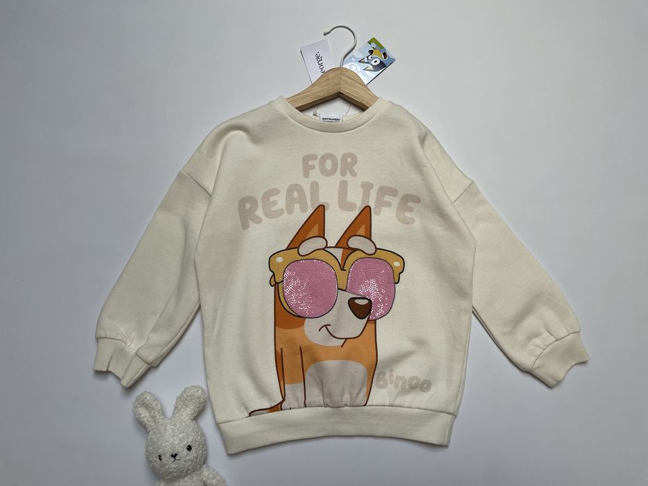 104 110 George Bluey kremowa jasna bluza dresowa z cekinami ciepła UK