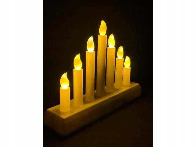 Świecznik Adwentowy LED Siedmioramienny BEŻOWY+BATERIE GRATIS