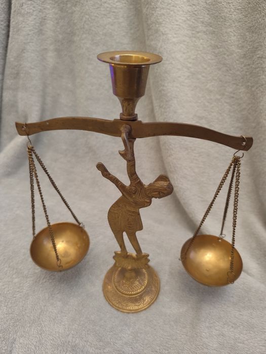 Świecznik waga mosiądz