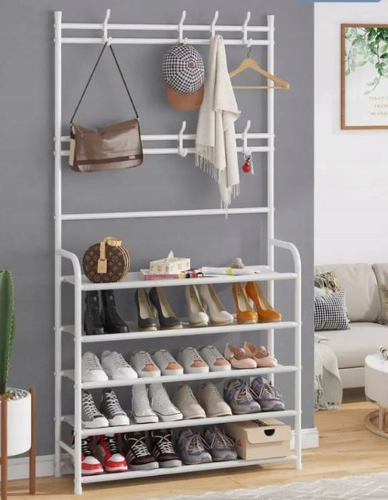 WIESZAK biały 172cm z półkami organizer ubrań butów