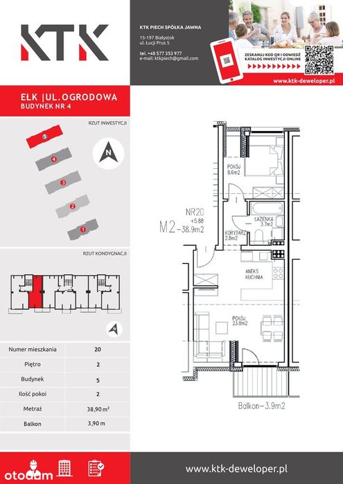 2 - pokoje, 38,90 m2