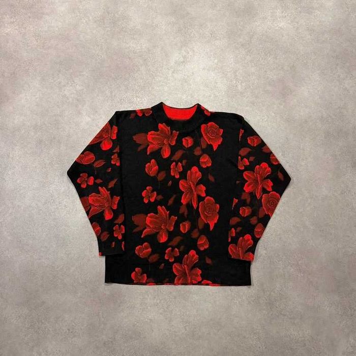 Vintage Sweter Y2K Flowers Knit Sweater Kwiaty Wzory Coquette Swag