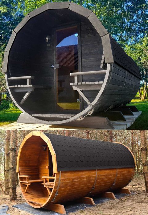 SAUNA Ogrodowa 400 cm + PRZEDSIONEK zew + GRATIS Beczka / Wiata + Akcesoria