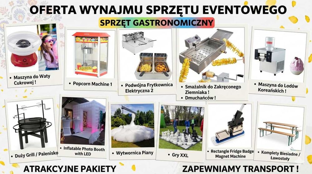 Dmuchańce Namioty Sprzęt Gastronomiczny Piana Party WYNAJEM