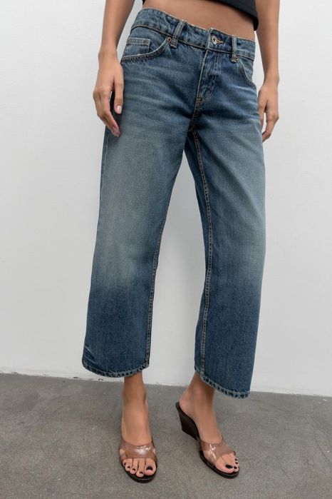 Zara low rise cropped wide leg 38