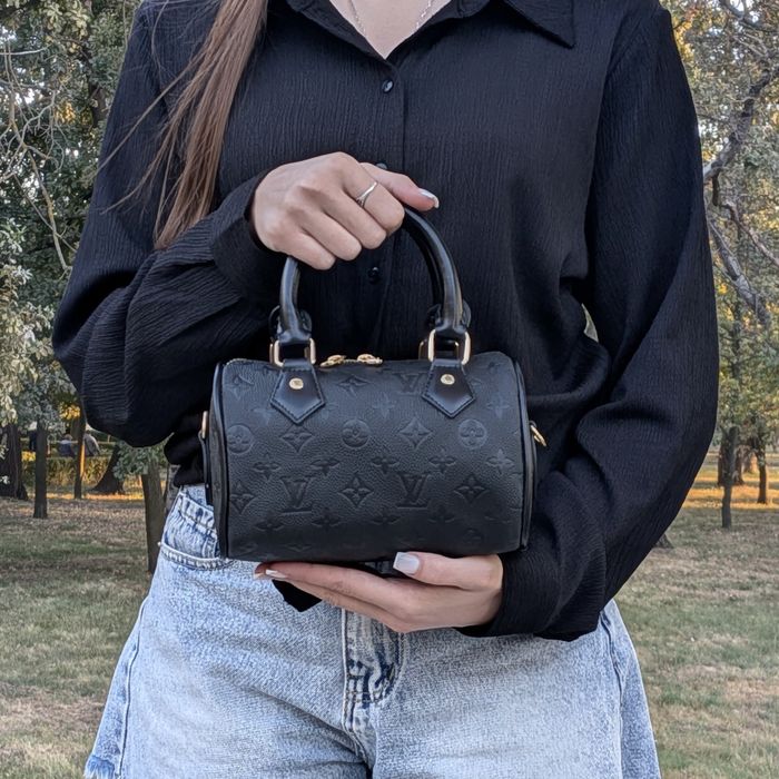 Сумка Louis Vuitton Nano Speedy (Чорна / Monogram Empreinte) / луі вітон