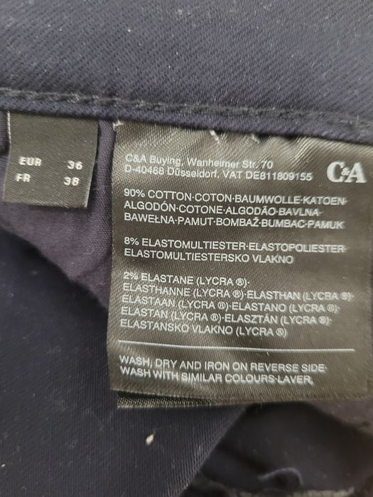 Spodnie damskie materiałowe, granatowe, z c&a