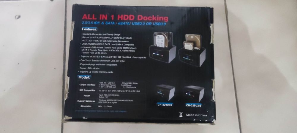 Docking para discos HD e Sata e cartão