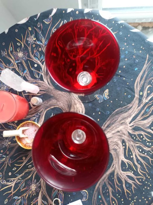 PartyLite karmazynowe kielichy – szklane świeczniki 2 szt.