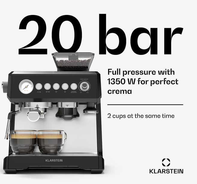Кавоварка рожкова з кофемолкою Klarstein Grand Presso
