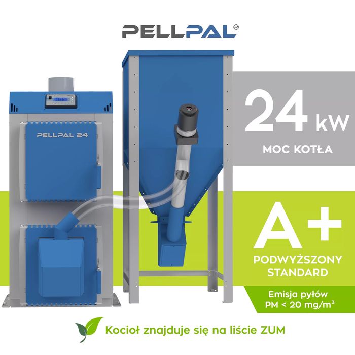 Kocioł Piec 24 kW na PELLET 5 klasa ecodesign A+