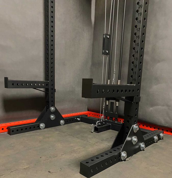 HALF RACK 80x80x3 + wyciąg góra dół + belki + haki / klatka siłownia