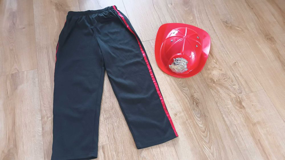 strój strażaka przebranie bal karnawałowy hełm 5-6 lat 116 cm