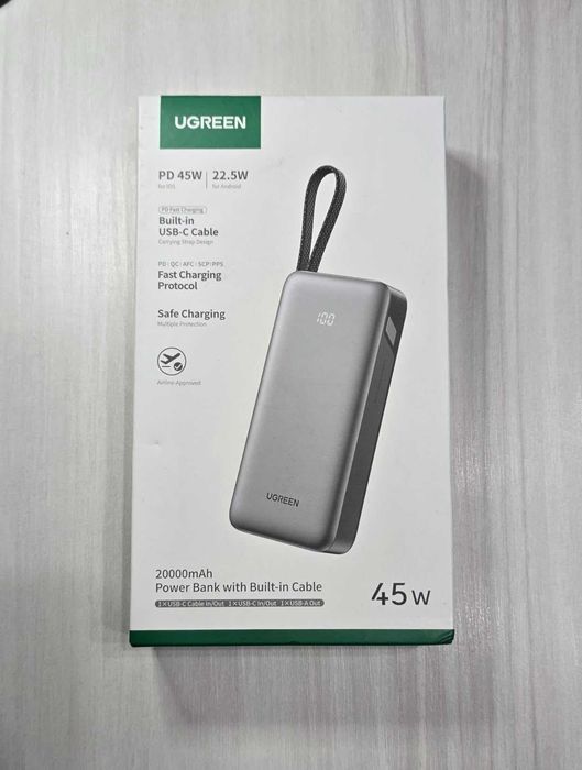 Bateria Externa UGREEN 20.000mAh (45W) com Cabo USB-C | PowerBank