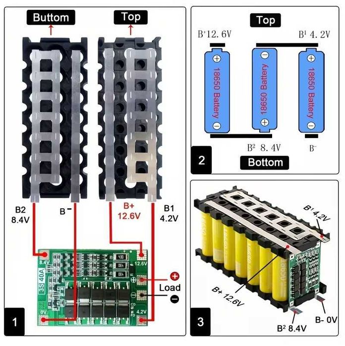 Корпус для Li-Ion аккумулятора 12 V під 18650,  3S40A. є готові збірки