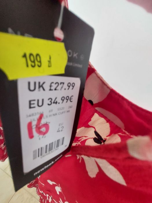 Sukienka Next mocna czerwień w kwiaty