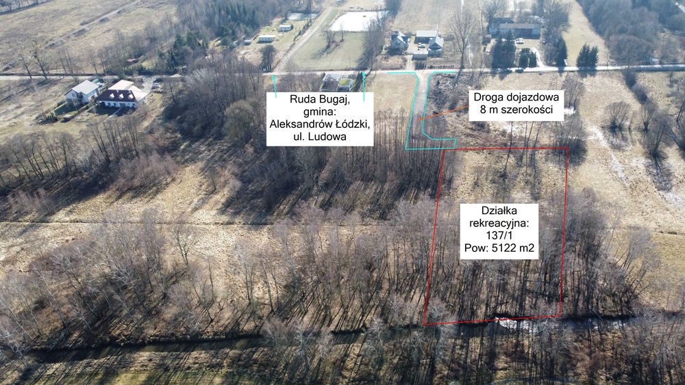 Działka rekreacyjna Aleksandrów Łódzki, Ruda Bugaj - 5122 m2