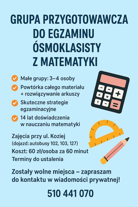 Korepetycje matematyka  Egzamin Ósmoklasisty