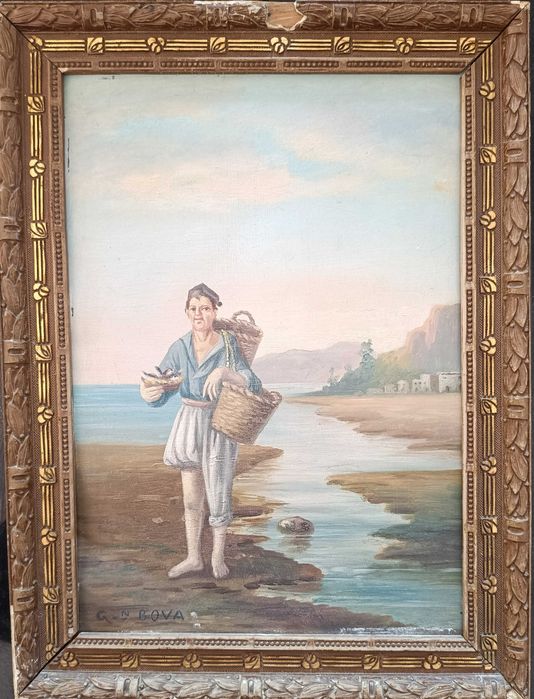 Conjunto de 4 Pinturas Italianas Antigas - Óleo sobre Zinco - G.M. Bova