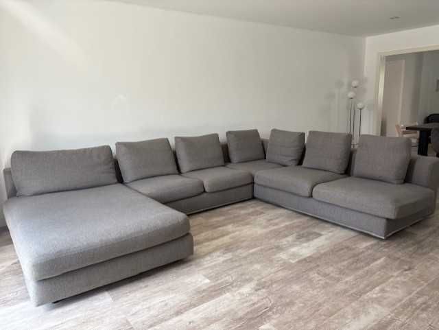 Sofá modular cinzento de 6 lugares – ótimo estado