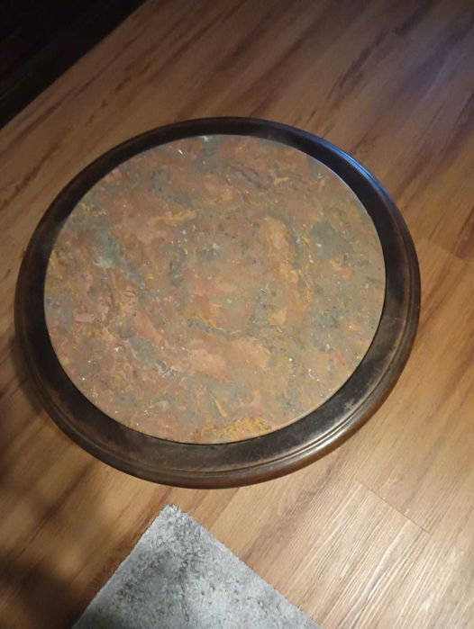 Mesa de centro em mármore e madeira de carvalho