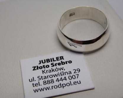 Srebrna gładka półokrągła obrączka  R.12. 6 mm.