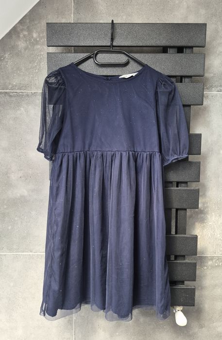 Piękna granatowa sukienka tiul brokat H&M r 140 nowa