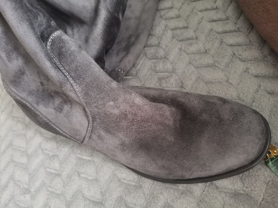 Nowe długie szare zamszowe kozaki botki śniegowce damskie 40