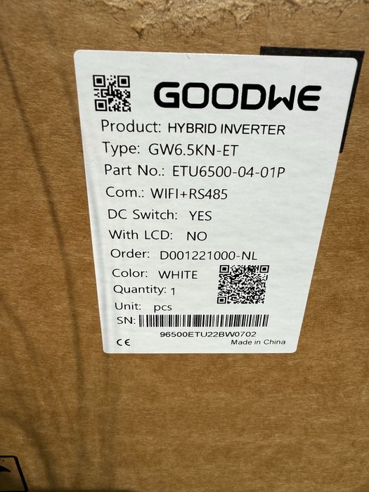 GoodWe GW6.5KN-ET 6.5kW | Гібридний трифазний інвертор | Новий