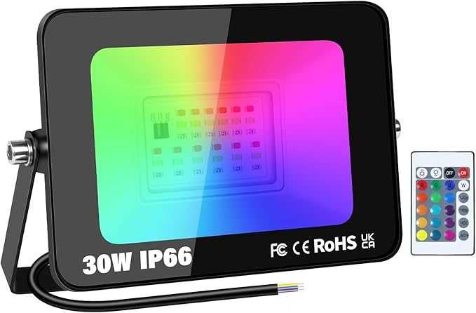 Reflektor LED RGB 30 W RIGIDON pilot 16 kolorów IP66 wodoodporny