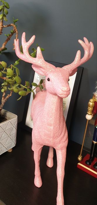 Brokatowy Renifer, Różowy renifer, Renifer w stylu glamour.